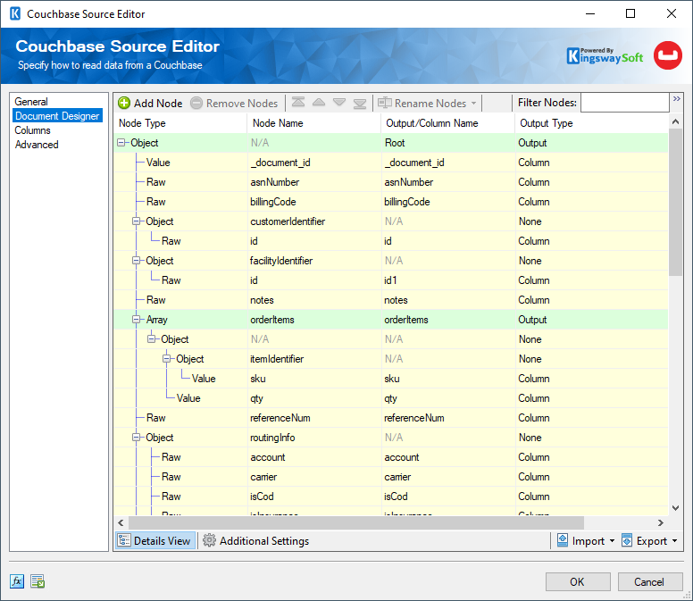 Couchbase Source component - Document Designer.png